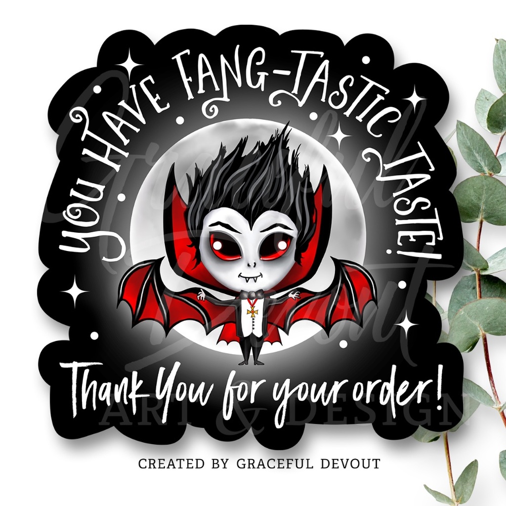 You Have Fang-tastic Taste! Thank You For Your Order! 2"- (48ct.) Stickers
